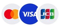 Mastercard, JCB and VISA logos